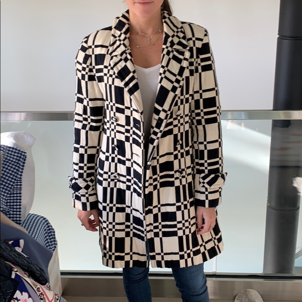 Josephine Sasso Black and White Checkered Coat